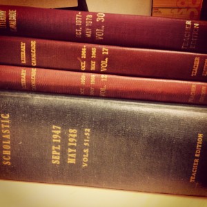 Archival volumes of Senior Scholastic and Literary Cavalcade, this archivist's favorite way to uncover alumni.