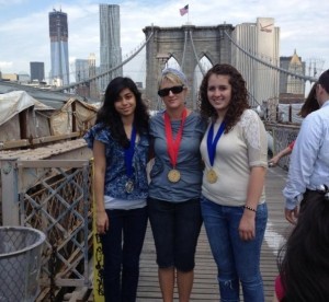 2012 Scholastic Awards winners at the Brooklyn Bridge