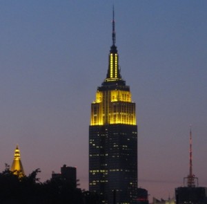 The Empire State Building lit in gold for 2012 winners