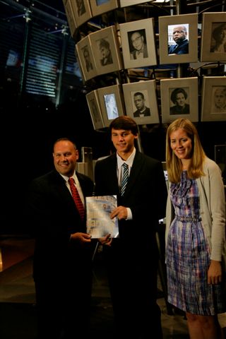 Left to right: Vince Stango, COO of the National Constitution Center; Carter Jimenez-Jenkins; Rebecca Rutherfurd, Sr. Manager of National Programs at the Alliance