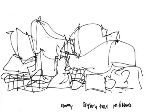 A preliminary sketch by Frank Gehry