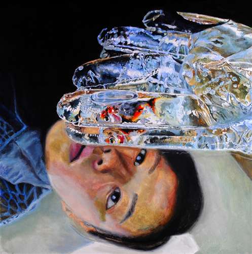 Janice Lee. Meeting Through the Plastic Glove. Grade 12, Age 17. 2013 Gold Medal, Painting