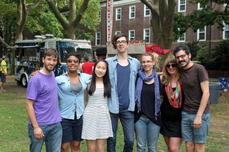 The six poets of Line Assembly and National Student Poet Claire Lee (me!) pose for a photo at the 3rd Annual New York City Poetry Festival. (From left to right: Ben Pelhan, Lillian-Yvonne Bertram, Claire Lee, Adam Atkinson, Anne Marie Rooney, S.E. Smith, and Zachary Harris).