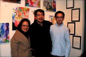 Colvin Kenji Endo of Wilmington Friends School with excerpts from his Gold Key Writing Portfolio (2014 Delaware Scholastic Art & Writing Awards exhibit)