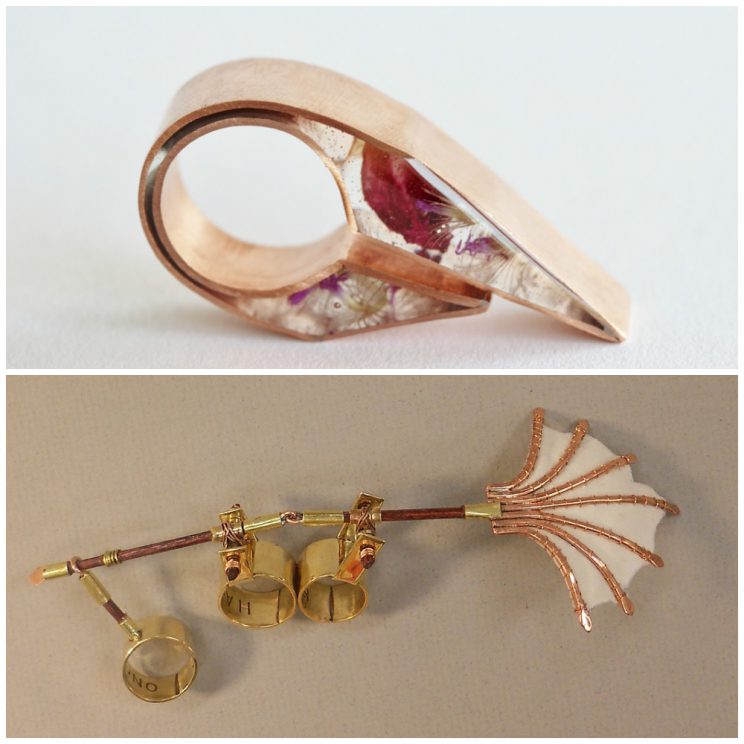Top: Pocus, Jewelry by Kelci Banks, Grade 12, Age 17, Jeffersonville High School, Jeffersonville, IN; Bottom: There Shall Be Wings!, Jewelry by Nyika Campbell, Grade 11, Age 17, Madison East High School, Madison, WI.