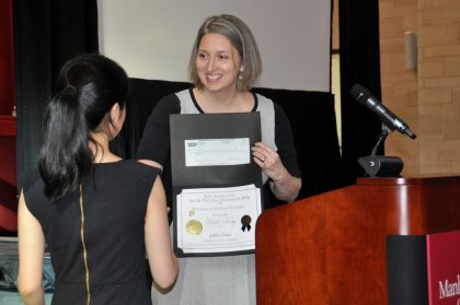 Our region awards the Madeleine L'Engle Senior Writing Portfolio Scholarship each year, funded by the Crosswicks Foundation. The recipient of that prize serves as a prominent speaker and role-model for the younger students attending the ceremony.