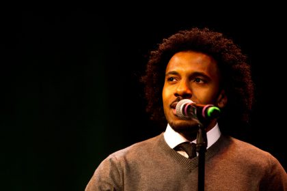 Kyle Dargan, poet and Director of Creative Writing at American University, addresses Gold Key, Silver Key, and Honorable Mention recipients at the 2016 D.C. Metro Scholastic Writing Awards Recognition Ceremonies.